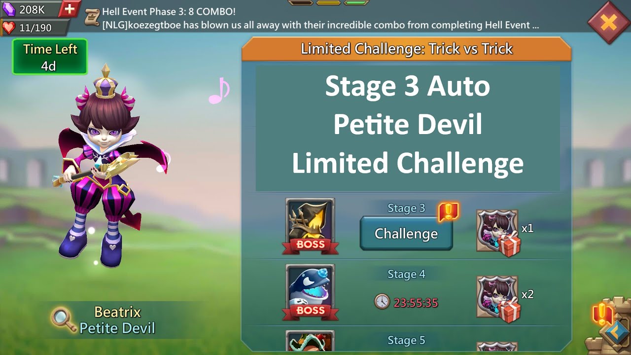 Lords mobile Petite Devil Limited Challenge Stage 3 Auto | Trick vs Trick Stage 3 Auto