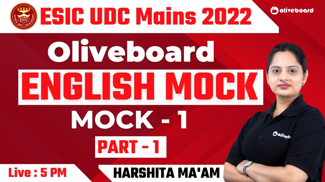 ESIC UDC Mains 2022 | Oliveboard English Mock Test | Mock - 1 | Part - 2 | By Harshita Ma'am
