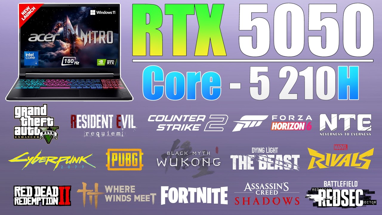Acer Nitro V 16S (2026) RTX 5050 + Core 5 210H &ndash; Worth Buying? (16 Games Tested)