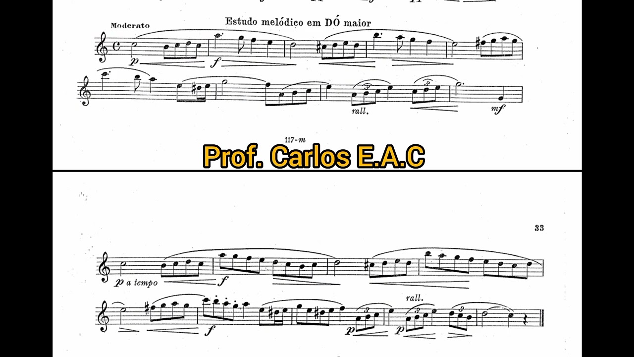 Método Amadeu Russo Saxofone pag 32 Estudo Melódico em Dó Maior 
