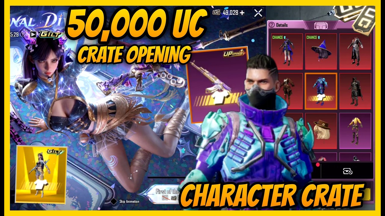 🔥NEW CHARACTER CRATE IN BGMI l 50000 UC ULTIMATE GILT SPIN CRATE OPENING
