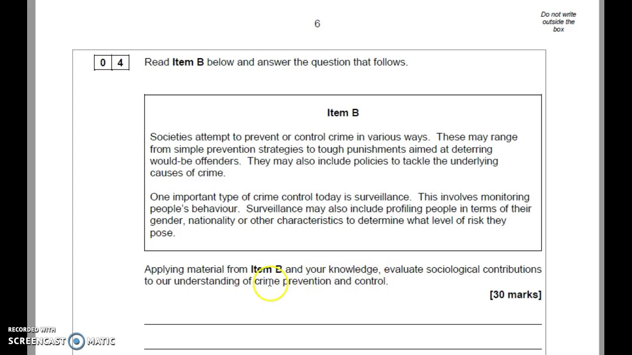 AQA A- Level Paper 3: Crime W T+M 2017
