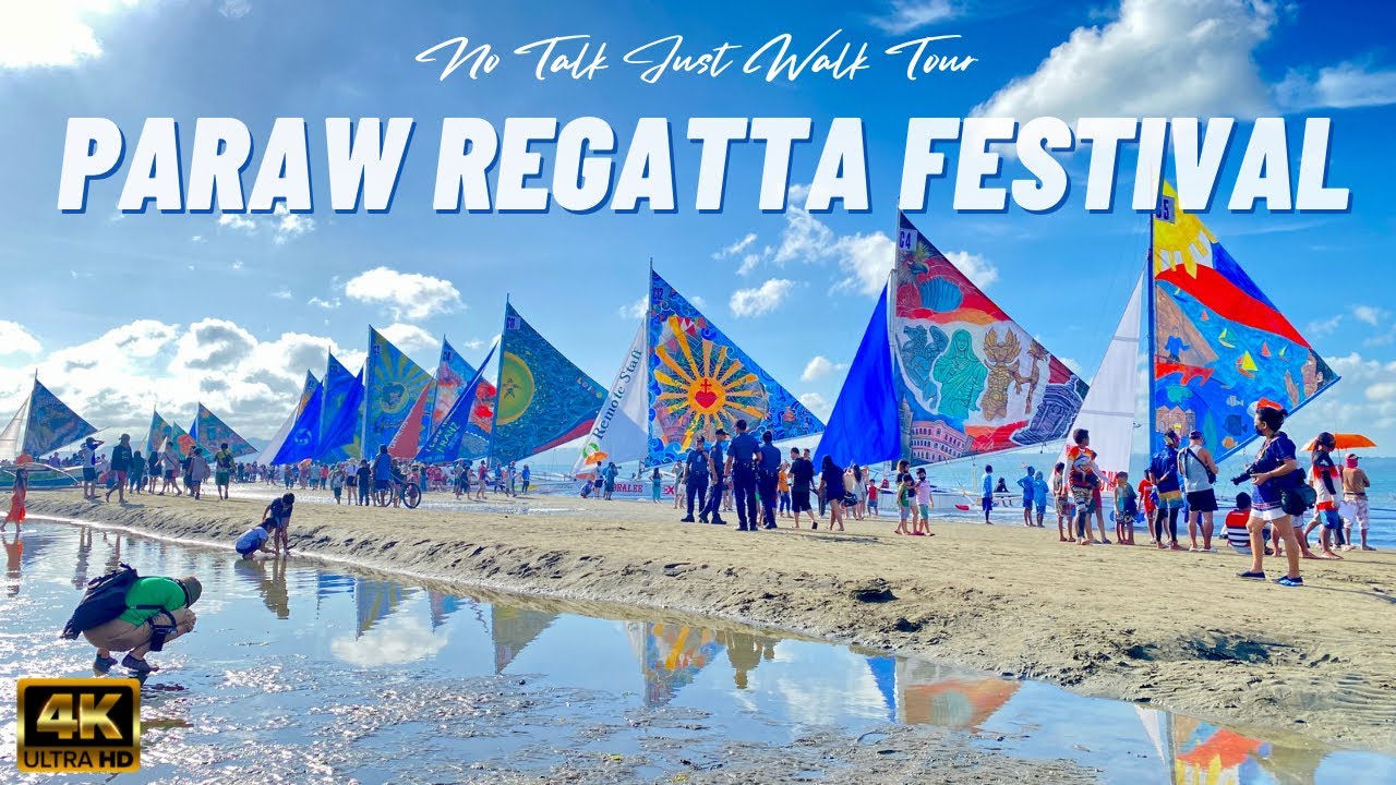 Walking Tour | Paraw Regatta Festival 2023, Iloilo City, Philippines| 4K | Sailboats for Competition