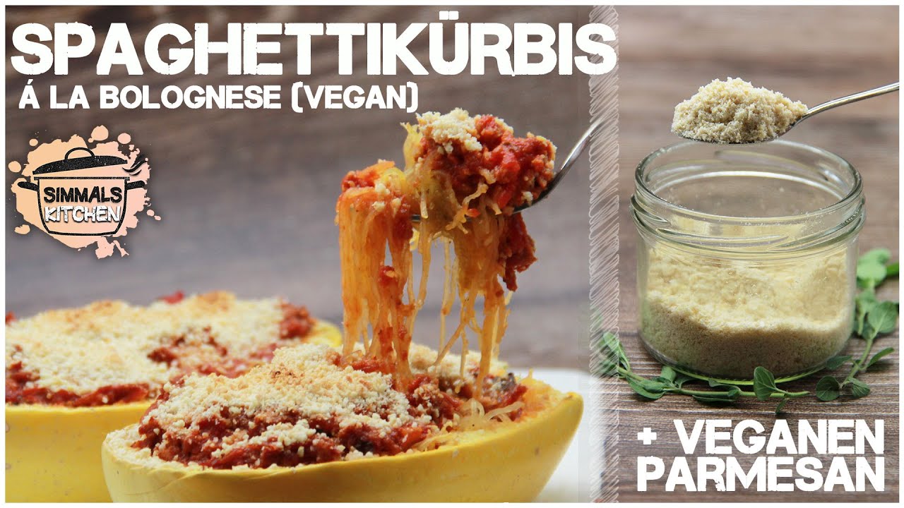 Spaghettikürbis á la Bolognese + selfmade Parmesan #vegan 🍝 I Simmals Kitchen