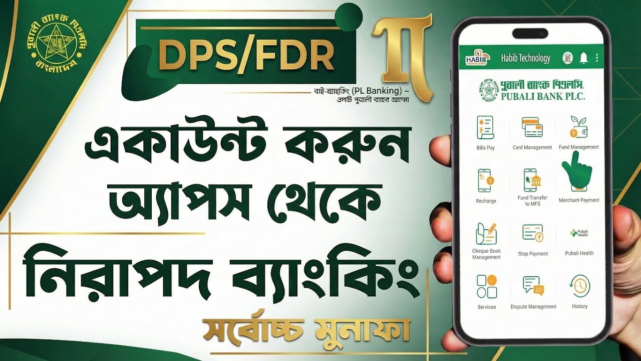 পূবালী ব্যাংকে ডিপিএস বা এফডিআর খুলুন Pi Banking অ্যাপস এর মাধ্যমে▪️Open Pubali Bank FDR/DPS Account