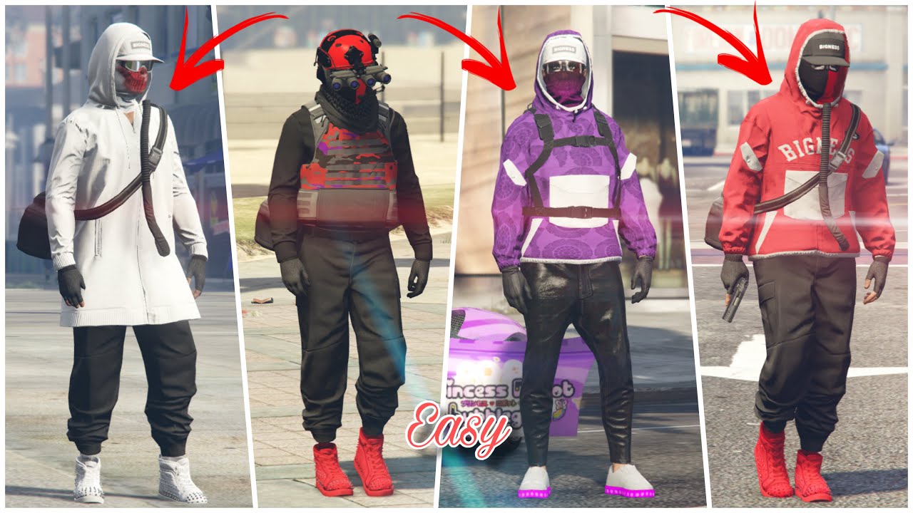 GTA 5 Online 4 Easy asf* Tryhard Outfits Using Clothing Glitches! *Not Modded Outfits!