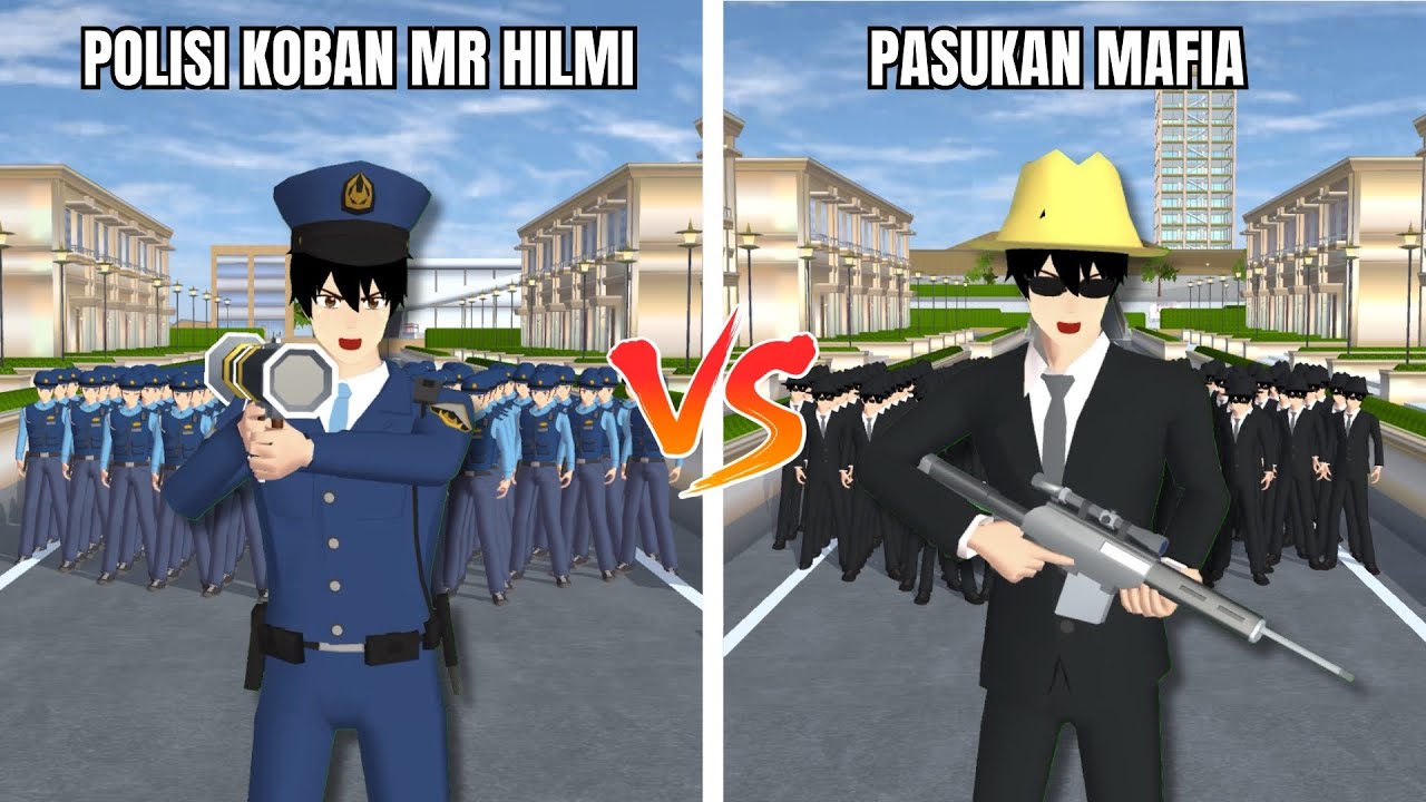 EXPERIMEN 100 PASUKAN POLISI KOBAN MR HILMI VS 100 PASUKAN MAFIA JAHAT!! - SAKURA SCHOOL