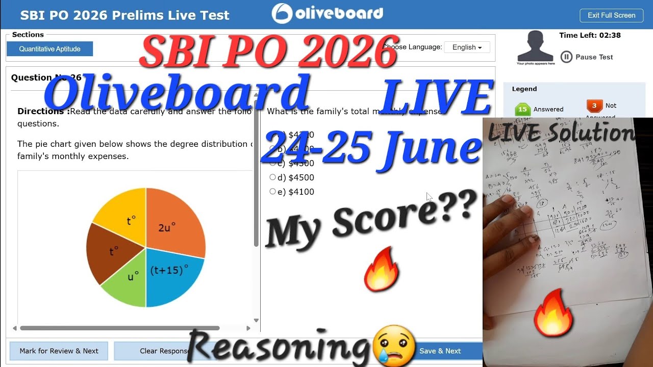 OLIVEBOARD SBI PO 2026_LIVE Mock 24-25 JUNE | My SCORE🔥😎| Share Your Score✍️📝 | #sbipo #ibps