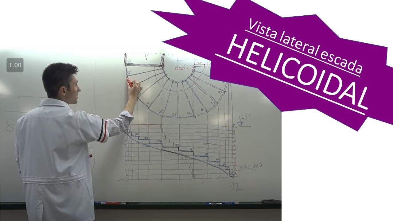 AULA 18-  Vista lateral escada helicoidal-  Prof Arq  Cezar Rabel