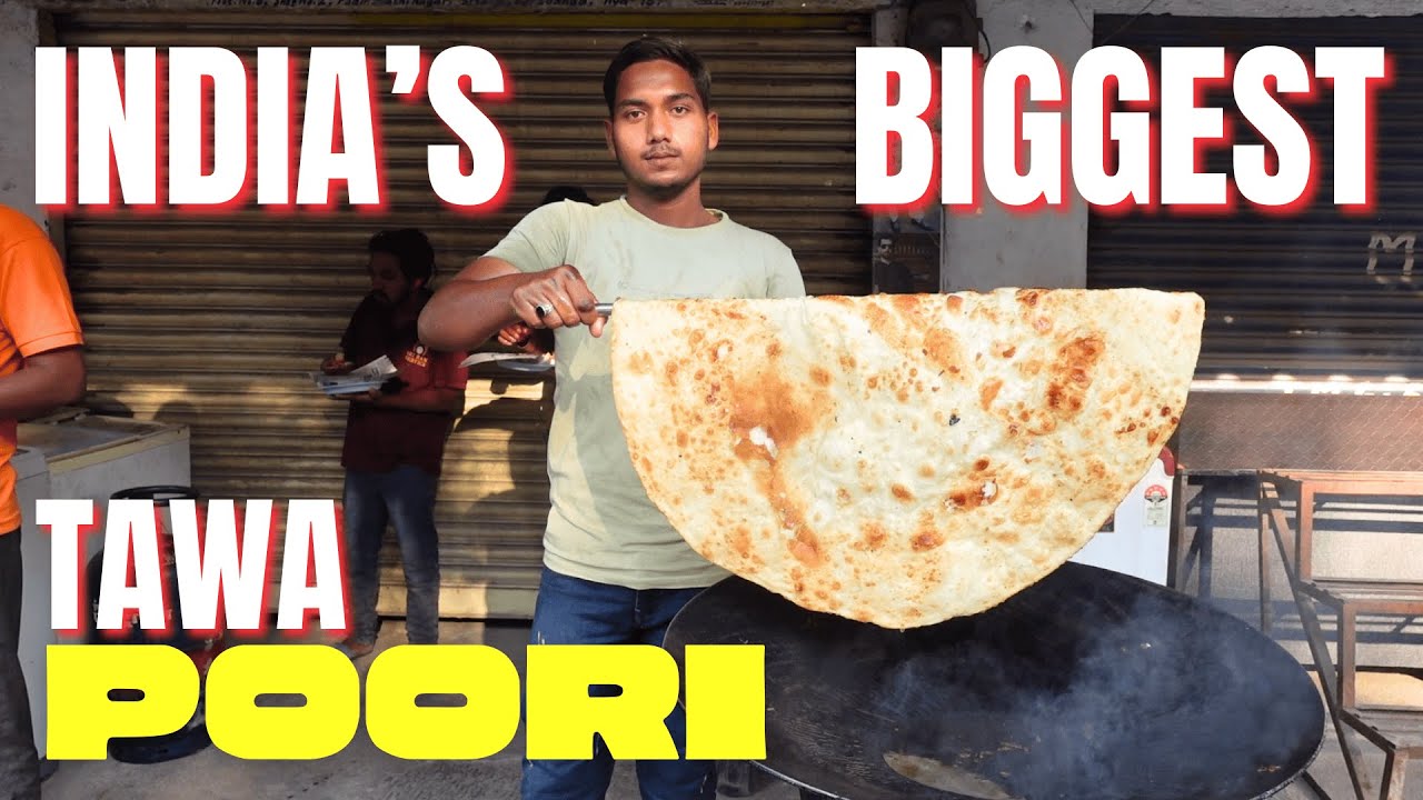 India's Biggest Tawa Poori | Halwa Poori | Largest Poori Making in India | Street Food