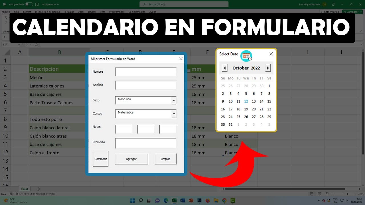 Insertar CALENDARIO FLOTANTE en Formularios VBA de Excel 📆