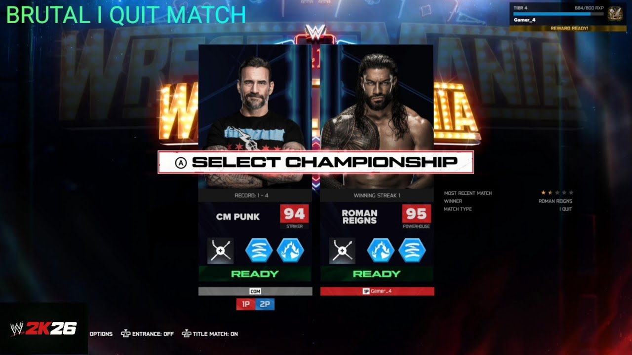 Roman Reigns vs CM Punk – I QUIT Match for the World Heavyweight Championship! WWE 2K26 Epic Battle