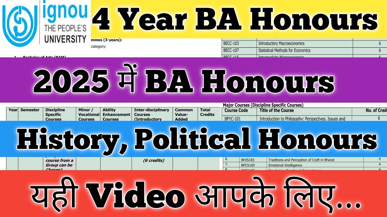 IGNOU 4 Year BA Honours kaise kare 2025 IGNOU Best BA Honours IGNOU BA History honours 2025