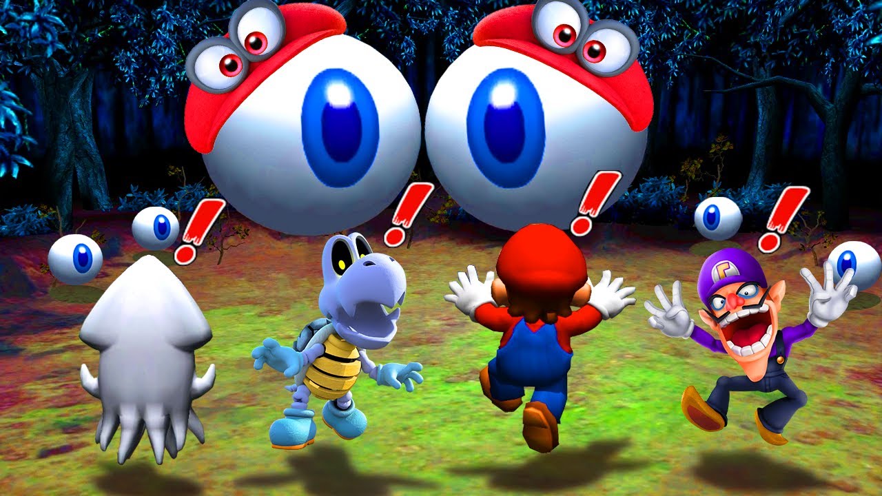 Mario Party 8 Mingames - Mario vs Dry Bones vs Blooper vs Waluigi