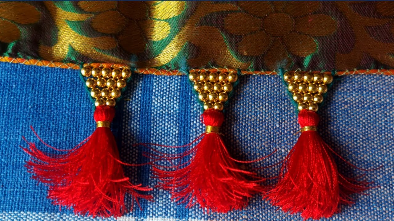 Saree kuchu design No:9/heavy saree kuchu making with small beads/Mahi Fashion Designers