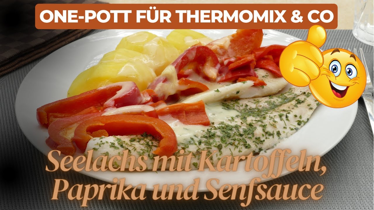 Seelachs mit Kartoffeln, Paprika und Senfsauce  - Leckeres One-Pott Rezept für Thermomix & Co