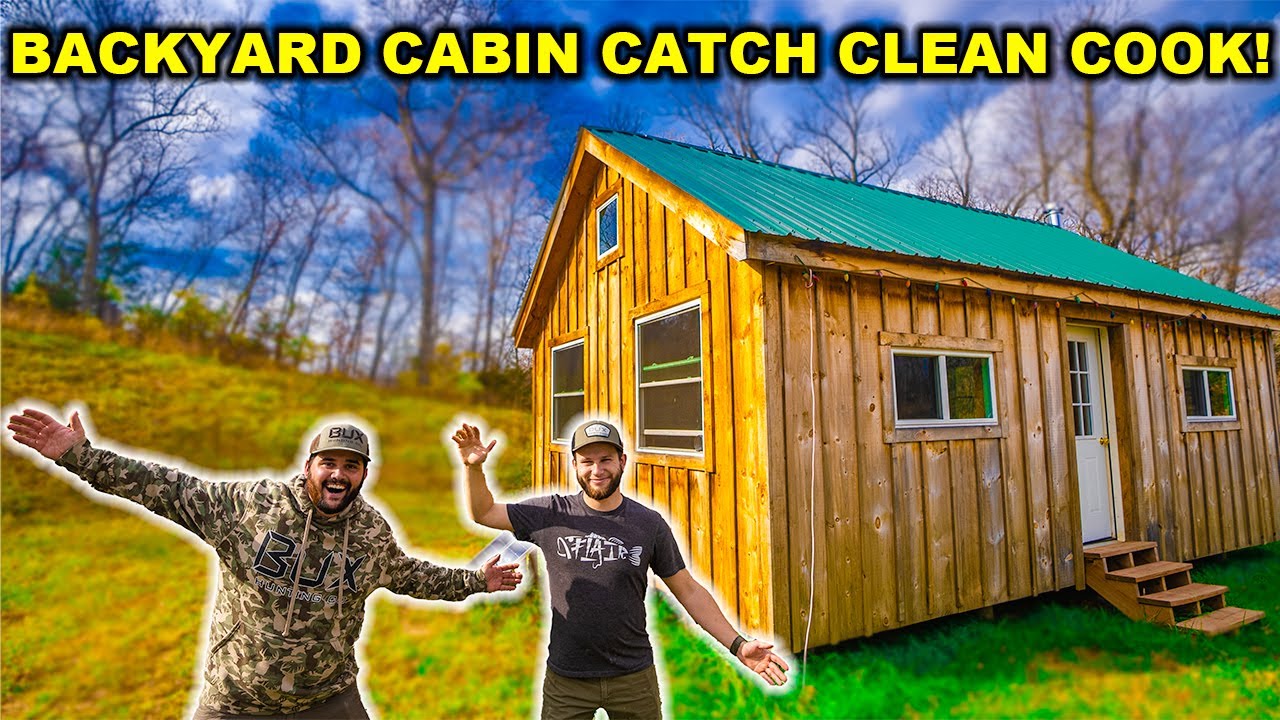 Walmart BUDGET Backyard Off-Grid Cabin CATCH CLEAN COOK Challenge!!!