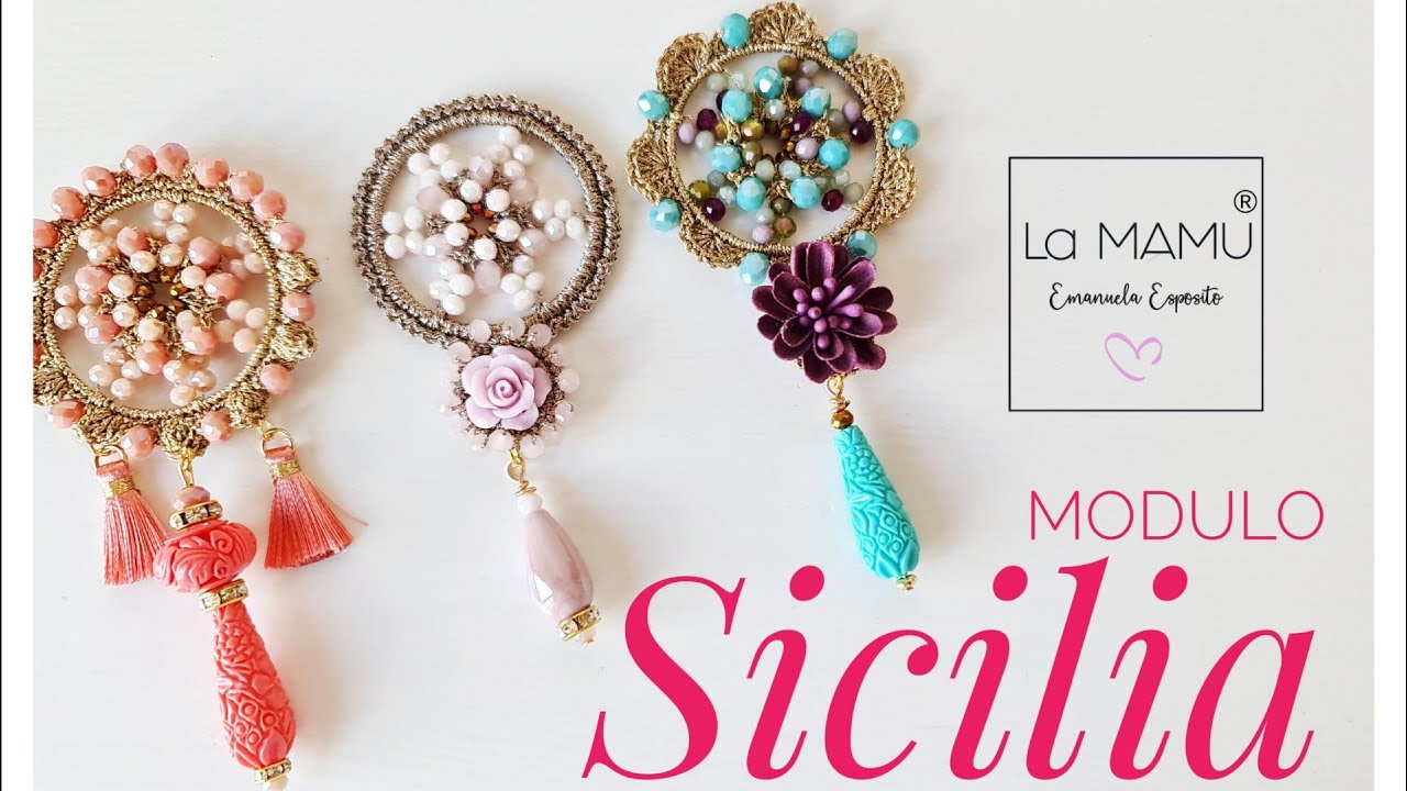 SICILIA modulo ad uncinetto per orecchino o ciondoli