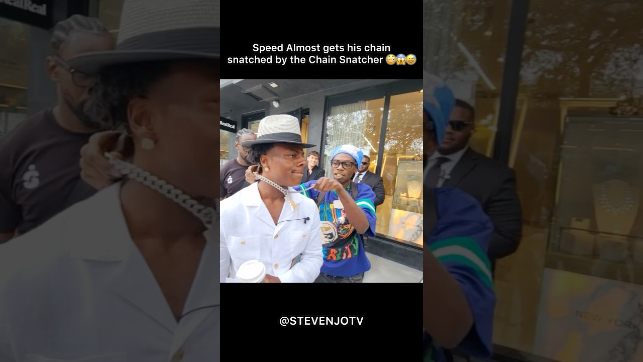 @IShowSpeed Almost gets his chain snatched by the Chain Snatcher 😳😱😅 Twitch - STEVENJOLIVE