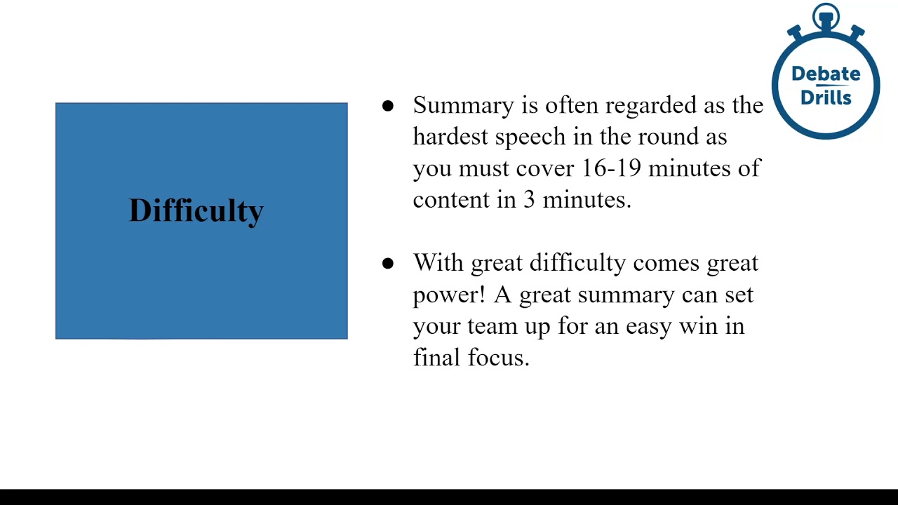 PF Summary Fundamentals | DebateDrills Academy