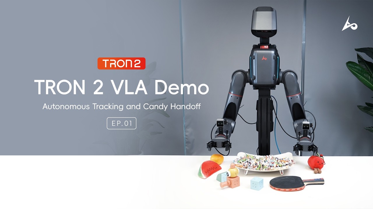 TRON 2 VLA Demo &mdash; EP. 1: Autonomous Tracking and Candy Handoff 🍬