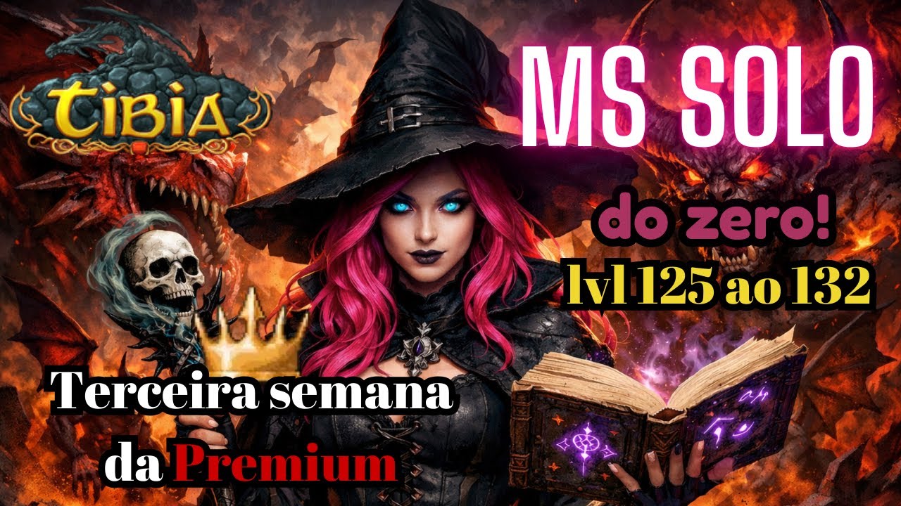 TIBIA: MS SOLO - SEMANA 3 DA PREMIUM - LVL 125 AO 132 - ACESSOS E ASSASSIN OUTFIT FULL.