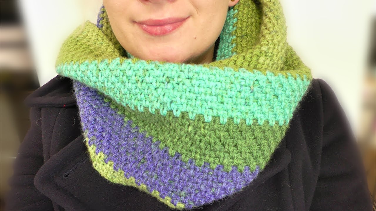 Häkeln Loop Schal im Moss Stich | Caron Cake Wolle | Ein Knäul - Ein Schal | dünne Wolle