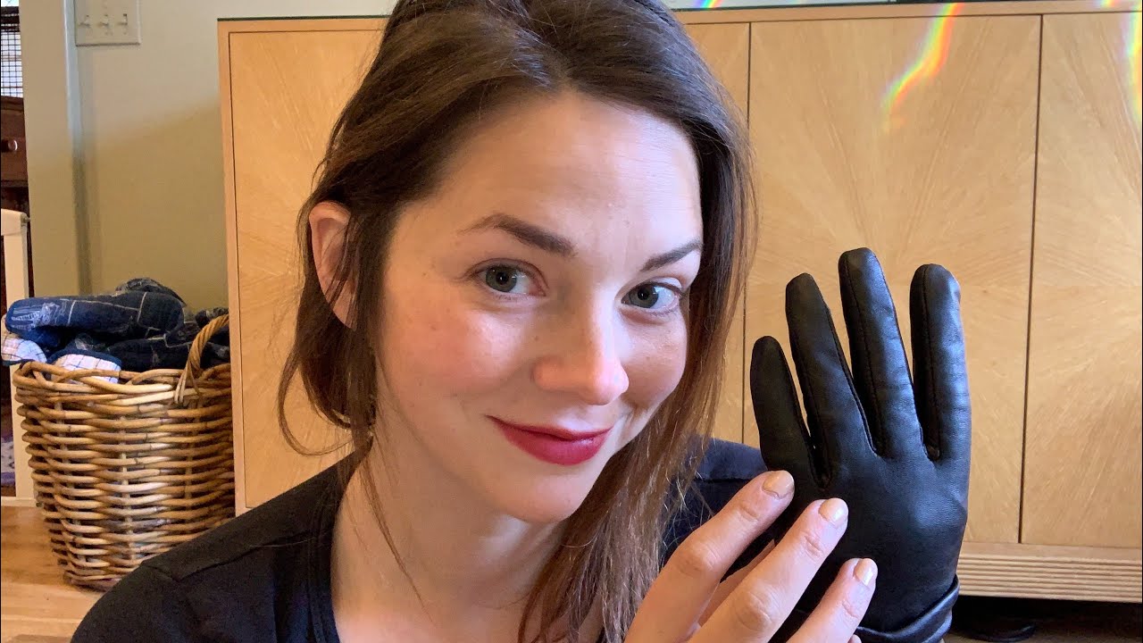 ASMR Unboxing and Playing with Leather Gloves - Leather Sounds