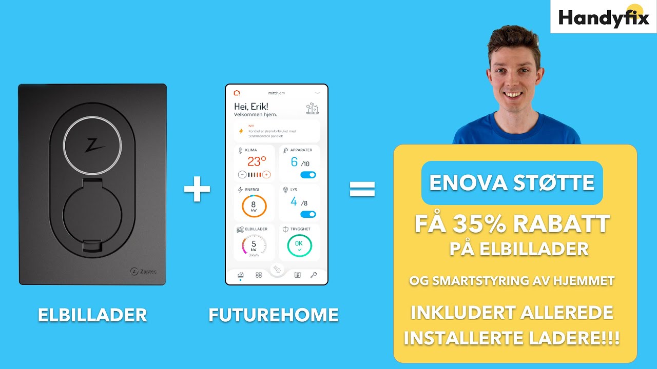 F&aring; 35% rabatt p&aring; elbillader og smartstyring av hjemmet ditt ved &aring; s&oslash;ke Enova st&oslash;tte