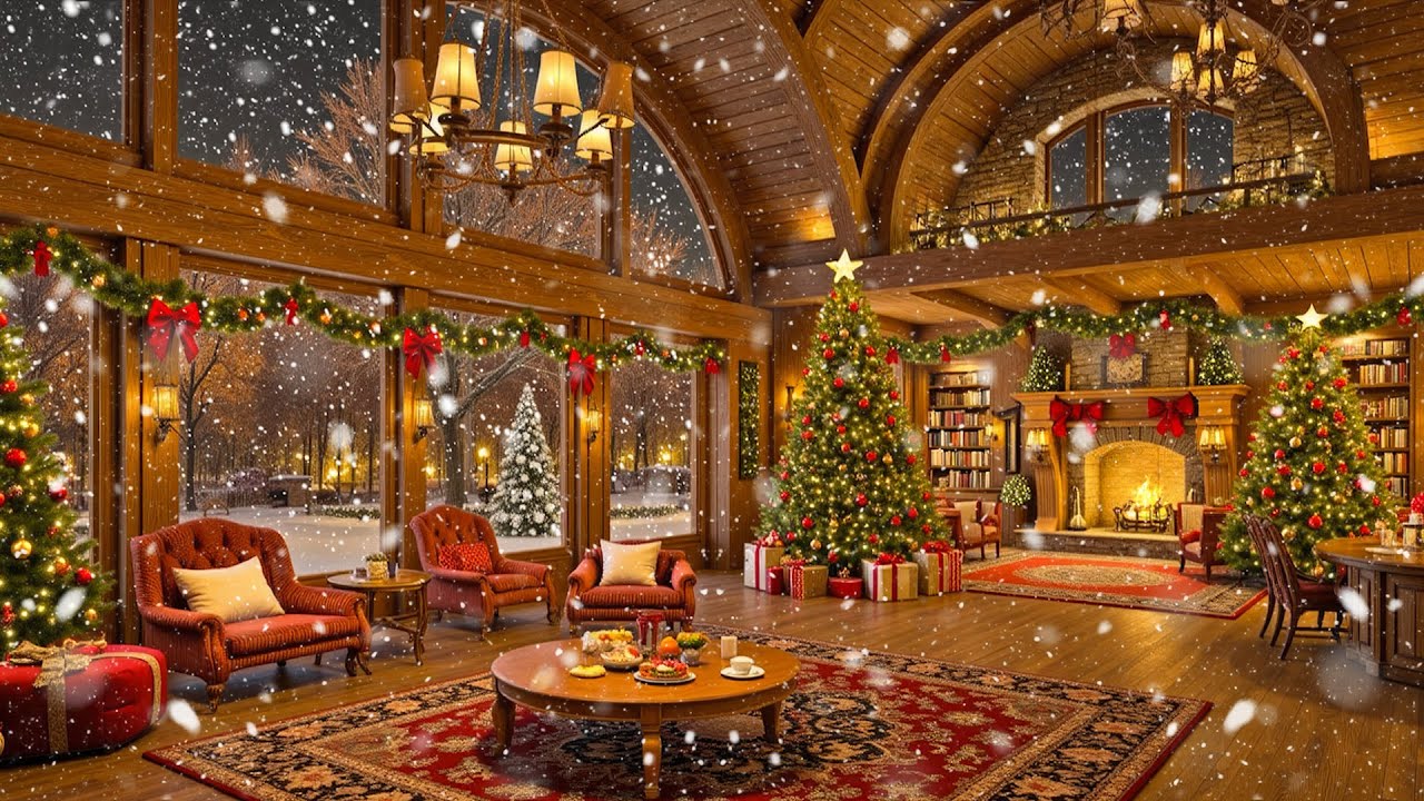 Beautiful Winter Fireplace & Peaceful Holiday Songs🎵Christmas Music to Calm Your Mind, Reduce Stress