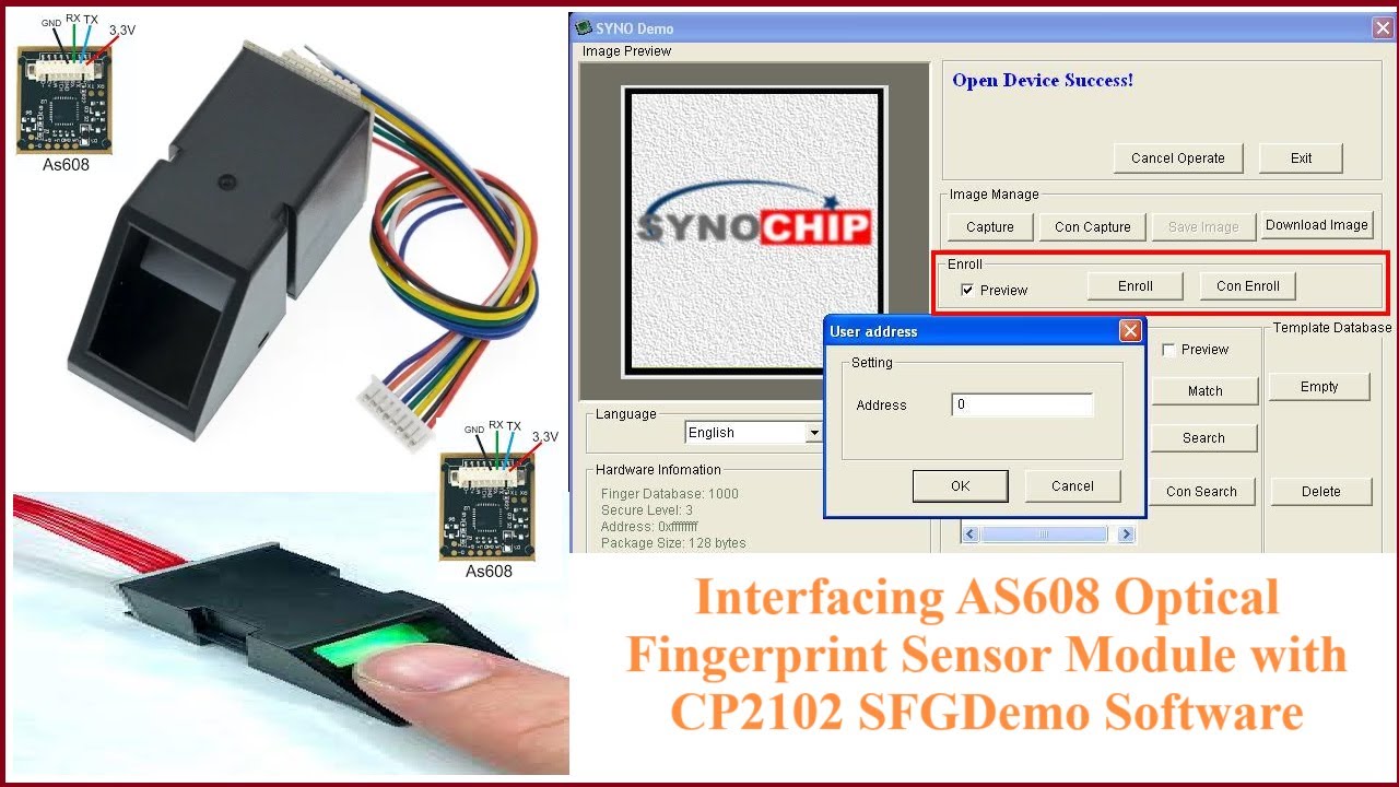 Interfacing AS608 Optical Fingerprint Sensor Module with CP2102 SFGDemo Software