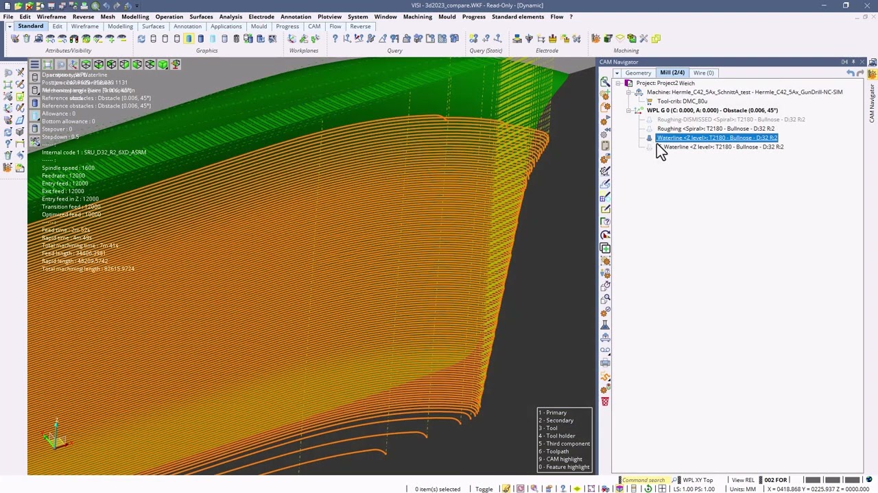 3 Axis Toolpath - Waterline in VISI 2024.3