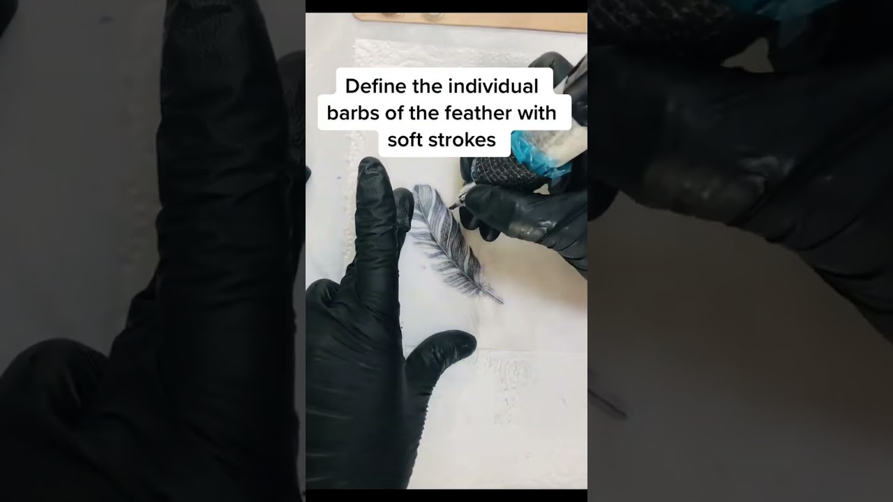 How to tattoo a naturalistic realistic feather tattoo