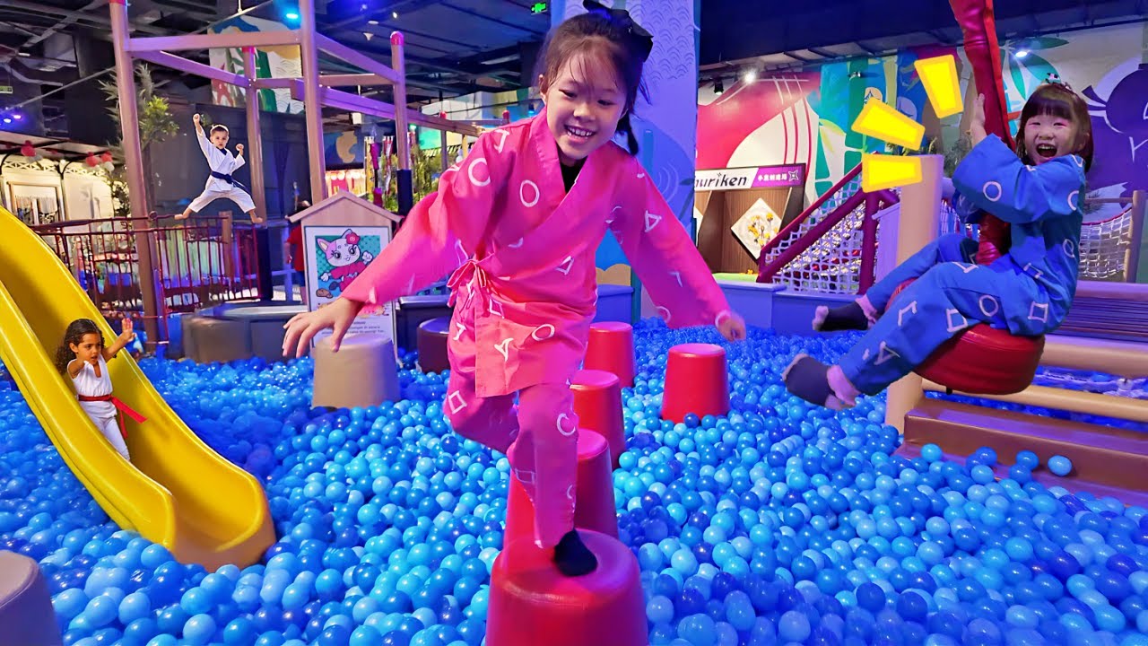 Main Jadi Ninja Cilik, Mandi Bola, Perosotan, Rintangan Ninja Kids - Playground Ninja