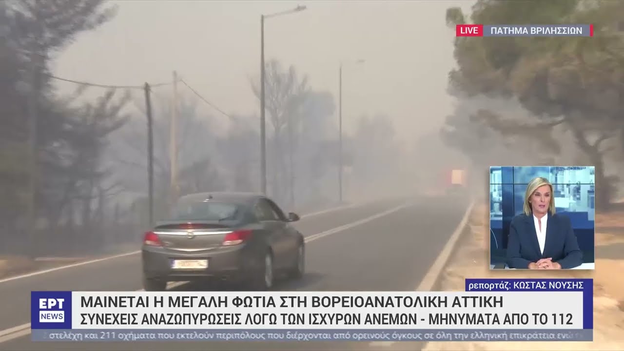 Φλόγες πολιορκούν σπίτια σε Πεντέλη και Άνω Βριλήσσια | 12/8/2024 | ΕΡΤ
