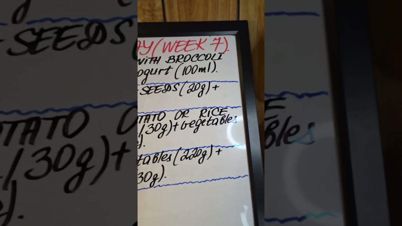 Weight loss menu for Saturday (week 7).