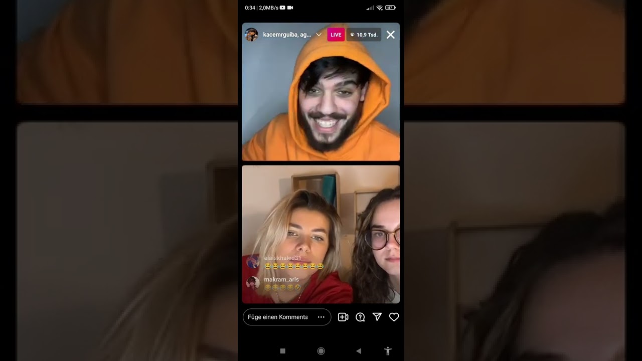 قاسم رقيبة و لايف عالمي جديد مع الاجنبيات( الفرنسية أغات حابة تشري تذكرة و تجيه لوهران🤣😂)