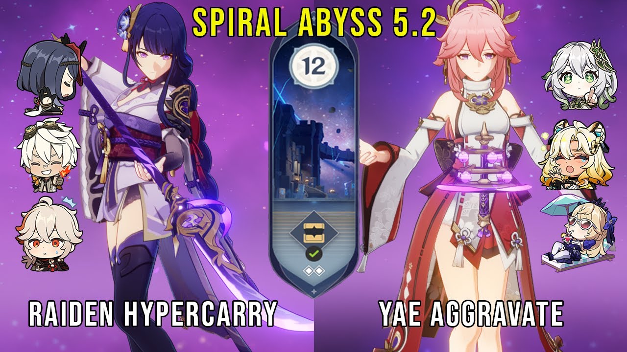 C0 Raiden Hypercarry and C0 Yae Aggravate | Genshin Impact Abyss 5.2 Floor 12 9 Stars