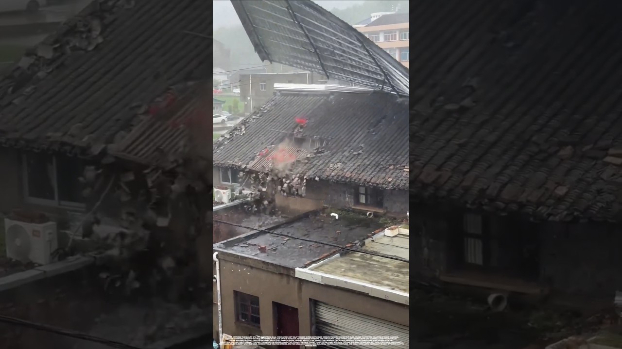 Gale-force winds struck, and the roof vanished in an instant.