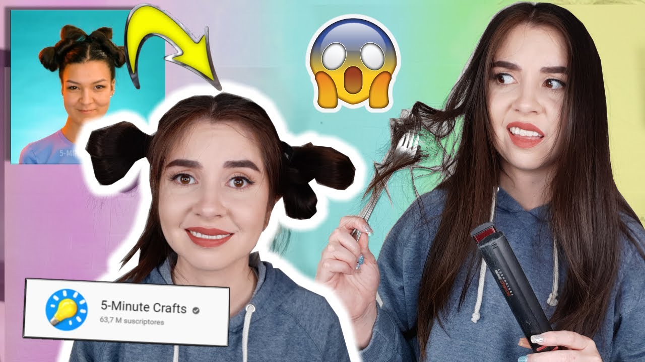 INTENT&Eacute; seguir los TUTORIALES DE CABELLO DE 5-MINUTE CRAFTS! 😅 BEAUTY HACKS VIRALES &iquest;funcionan?