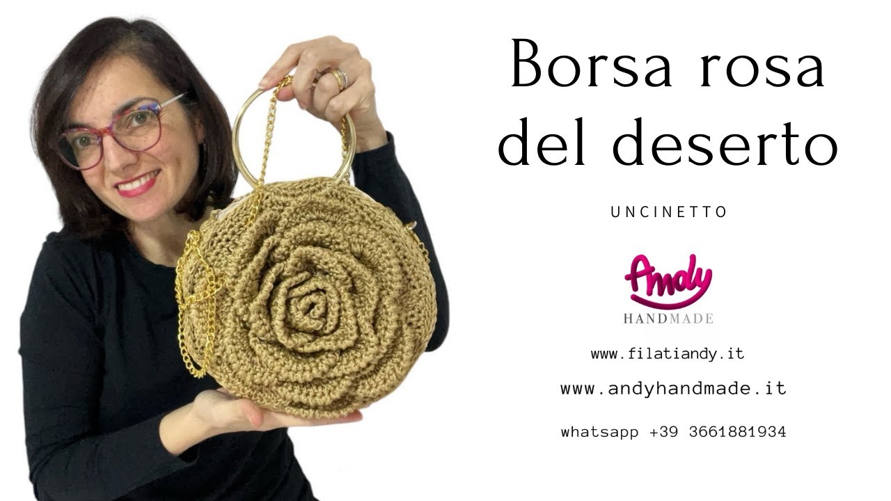 Tutorial Borsa fiore del deserto Uncinetto Big Flower Bag Crochet