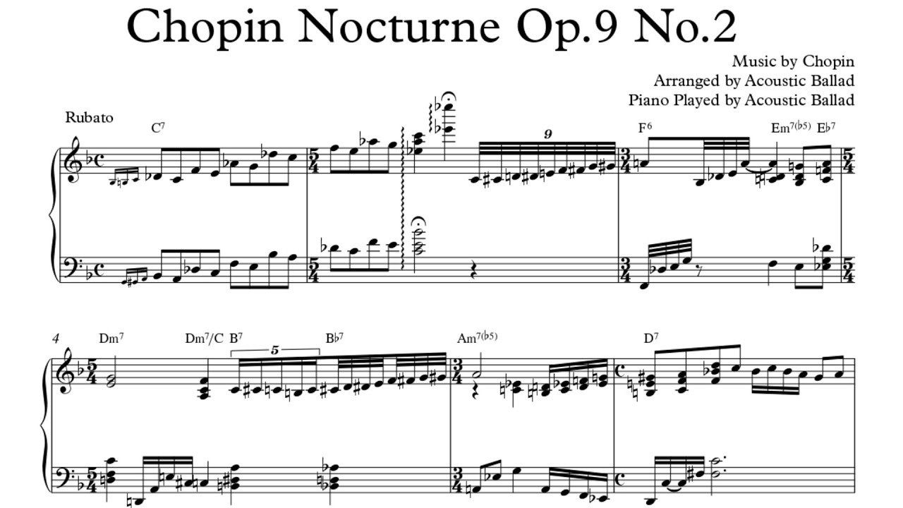 Jazz Piano .'Chopin Nocturne Op.9 No.2' .Score 악보 Stride 랙타임 | Solo Piano | 재즈 피아노 | Acoustic Ballad