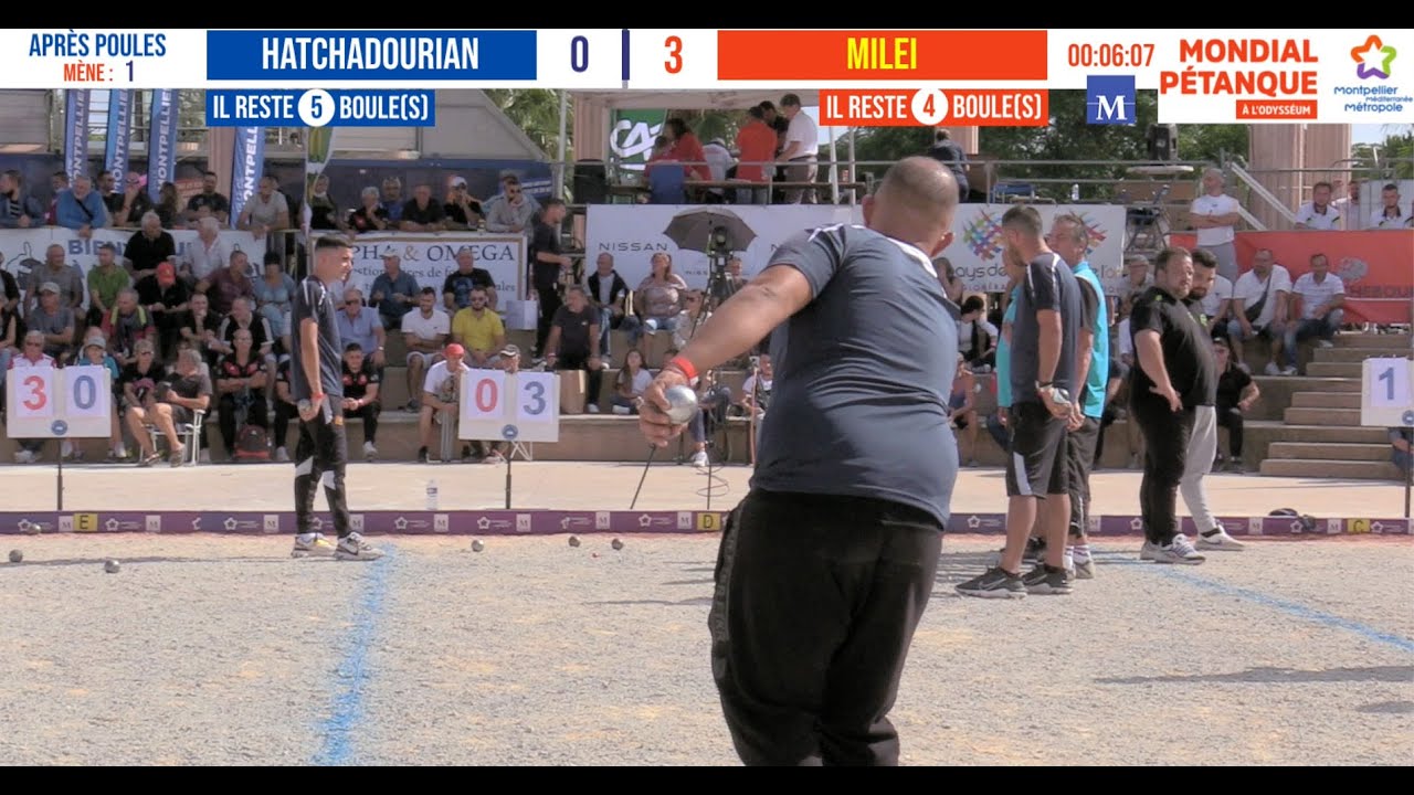 Après poules HATCHADOURIAN vs MILEI : Mondial de Montpellier à pétanque 3M 2021