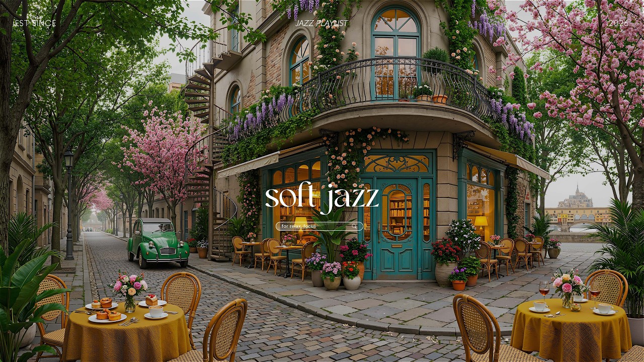 Calm Parisian Corner Café Jazz | Soft Jazz with Natural Outdoor Ambience for Relax & Focus