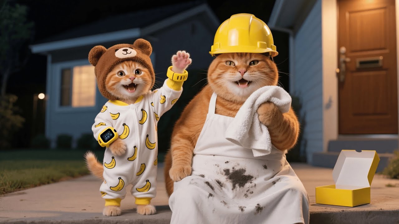 Ginger Kitten Is Often Late Without a Clock—So Mama Cat Works Nights to Buy Him a New One ⏰🐾