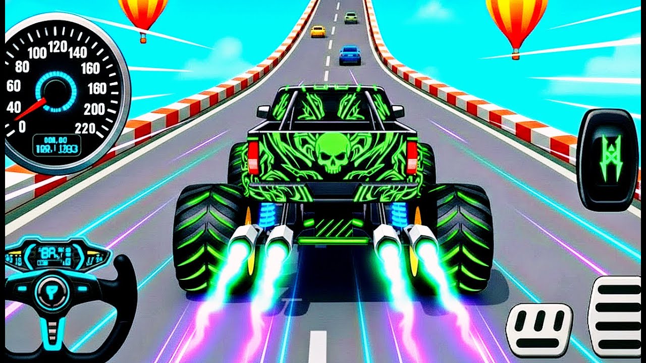 Mega Ramp Monster Car Racing 3D - Extreme Car Stunts -Android Gamepla #MegaRamp #3DGames #CarRacing