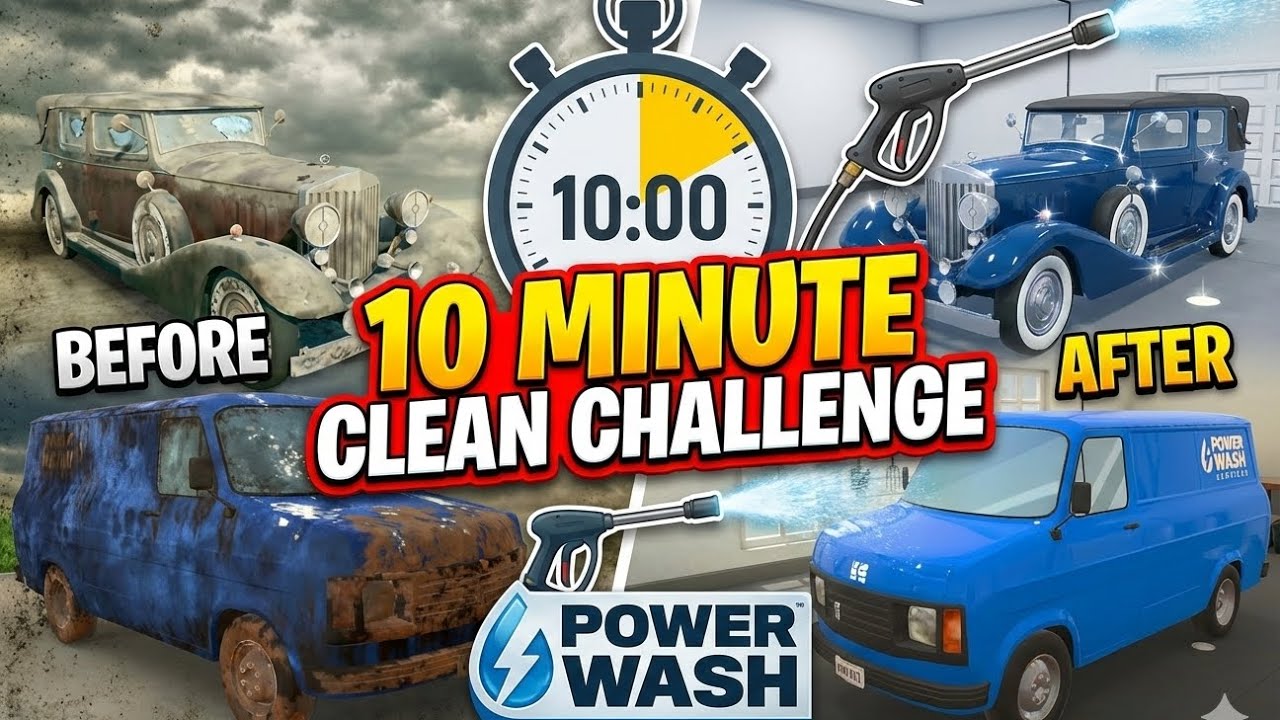 Washing two vehicles in only 10 minutes in Power Wash Simulator Game using only one nozzle 