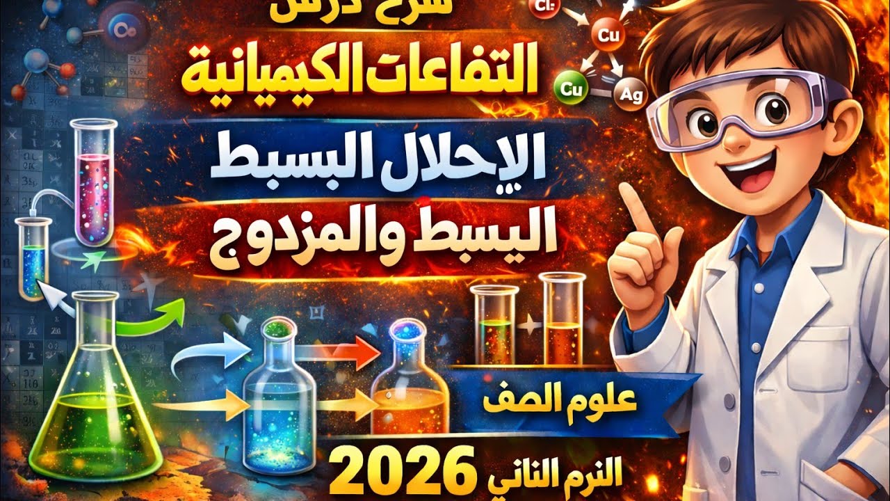 شرح درس التفاعلات الكيميائية تفاعلات الاحلال البسيط والمزدوج علوم الصف الثالث الاعدادي الترم الثاني