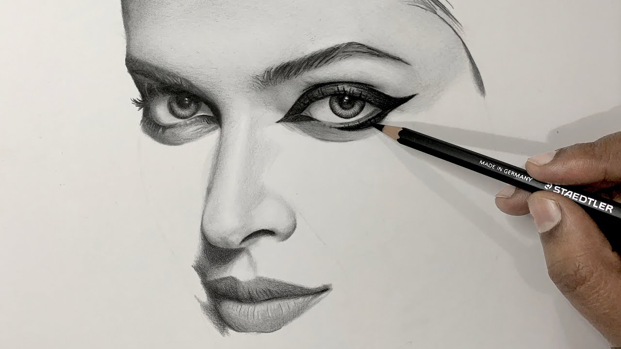 How to draw - PART 2 - Shading realistic skin tones, nose and lips with graphite pencils.