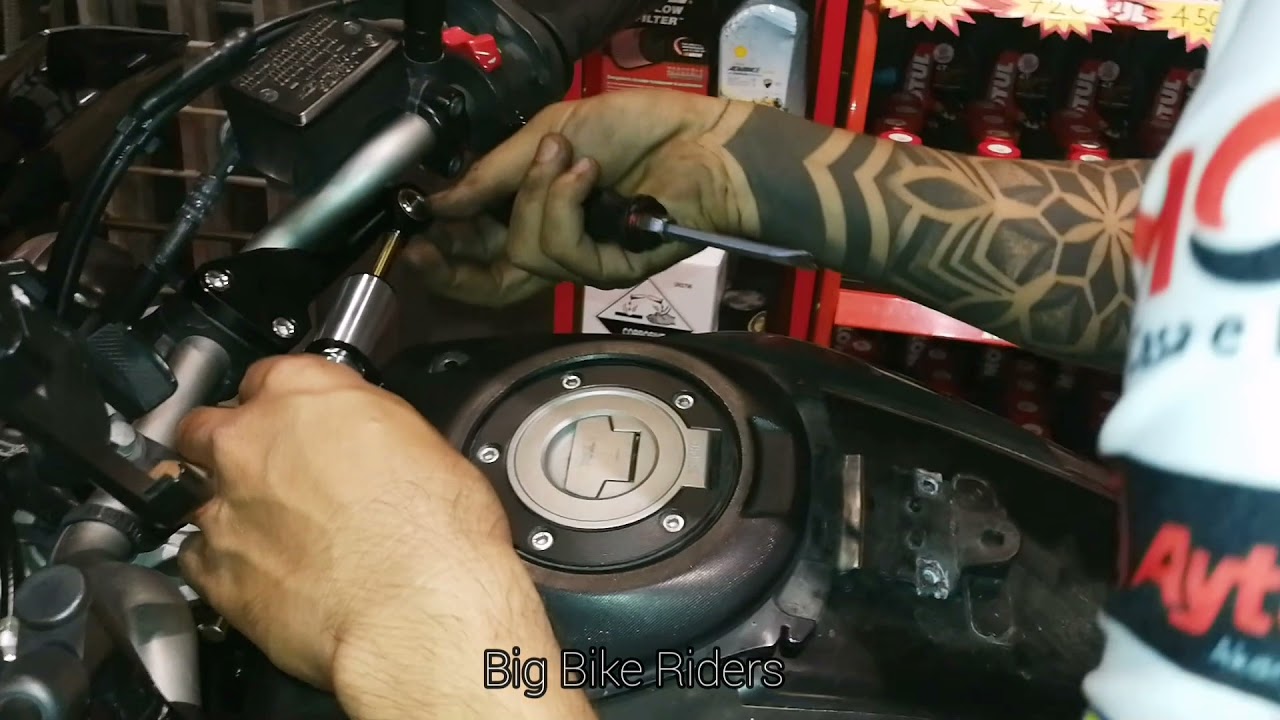 How to install Steering Damper, Install Steering Stabilizer in MT-07 Yamaha